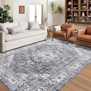 Vintage Hallway Runner Rug, Washable Soft Low-Pile Non-Slip Carpet for Bedroom, Living Room & Kitchen - 1 of 4