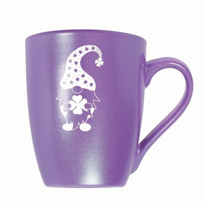 Elanze Designs Gnome With Clover Pattern On Hat 10 ounce New Bone China Coffee Tea Cup Mug, Passion Purple