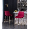 Roundhill Furniture Aufurr Modern Velvet 26.50 Counter Height Stool, Red, Set of 2 - 2 of 4