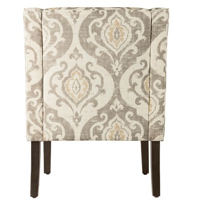 Natural Raffia Stripe Wood Classic Swoop Accent Armchair