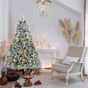 Mlmh & Kngwa 4FT Flocked Christmas Tree with Built-In Lights, Snowy Artificial Tree - 1 of 4