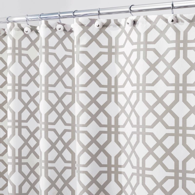 iDESIGN 72&#34;x72&#34; Trellis Fabric Shower Curtain Stone Gray/White, 2 of 6