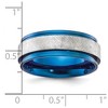 Chisel Stainless Steel Polished Blue IP-plated with Scratch Finish Center 8mm Band Ring - 4 of 4