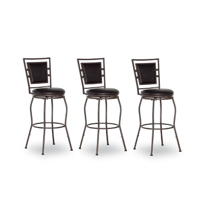 3pc Teagan Adjustable Stool Set Dark Brown - Linon