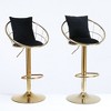 APRILSOUL Velvet Swivel Bar Chairs, Set of 2, Pure Gold Base, Adjustable Height, 360° Rotation, Dining and Bar Use - 4 of 4