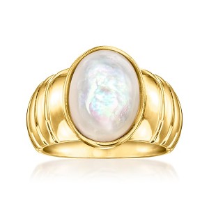 Ross-Simons Oval Mother-Of-Pearl Ring in 18kt Gold Over Sterling - 1 of 4