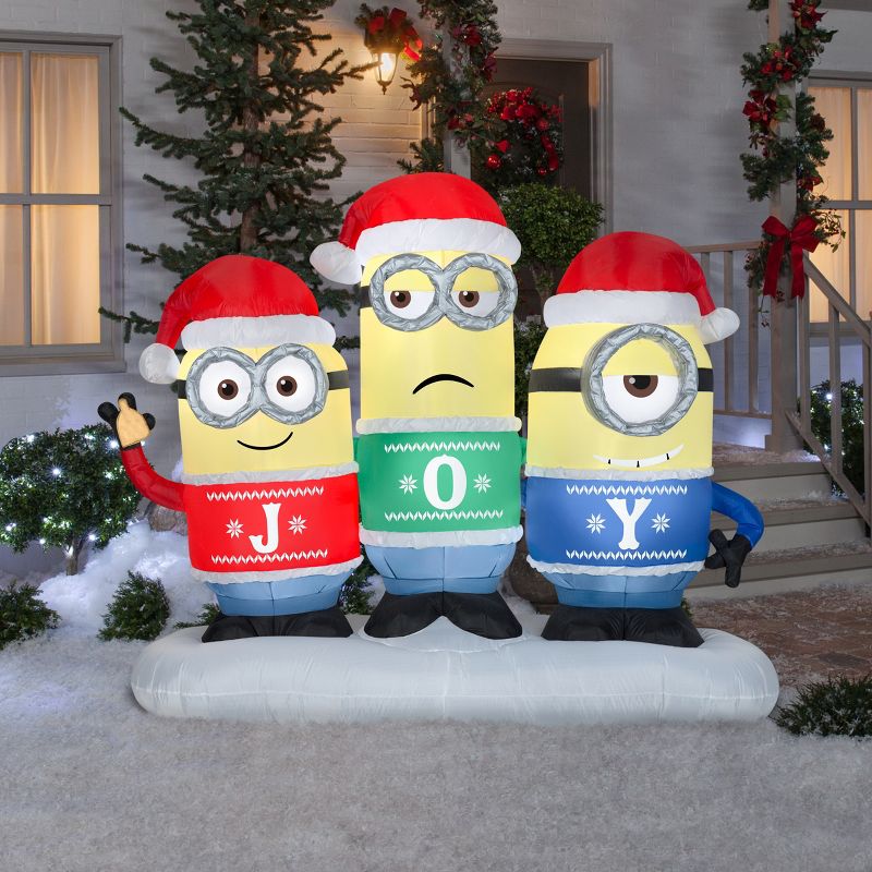 Gemmy Christmas Airblown Inflatable Minion Joy Collection Scene, 5 ft Tall, Multicolored, 2 of 3