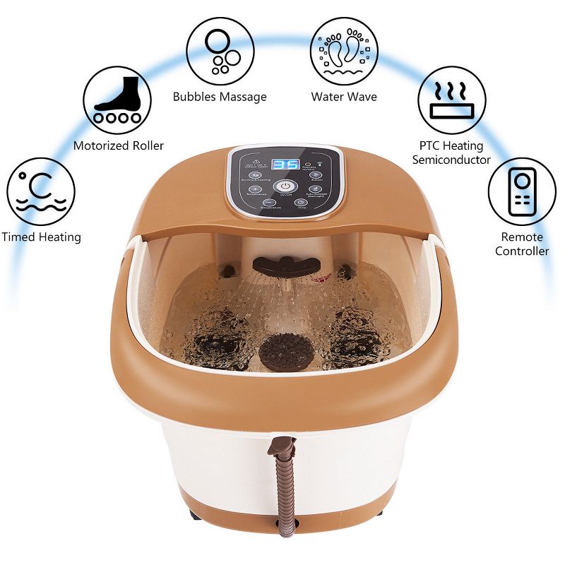 All-In-One Foot Spa Bath Massager Tem/Time Set Heat Bubble Vibration W/6 Roller, 4 of 11