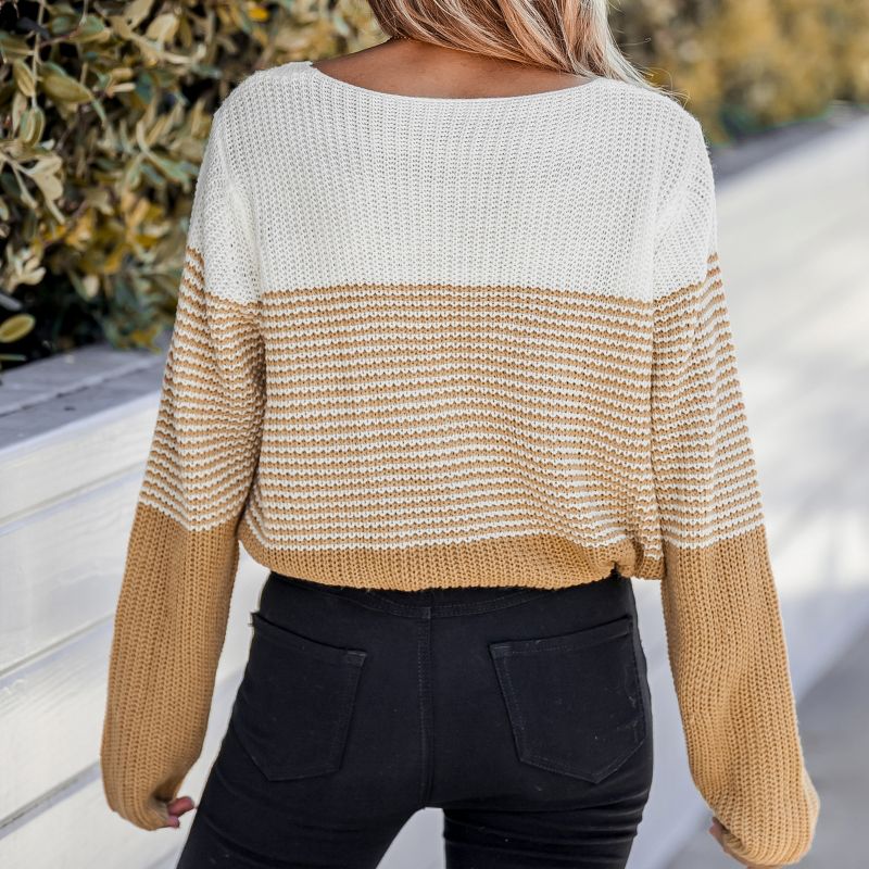 Women's Striped Colorblock Drop Sleeve Sweater - Cupshe, 5 of 8