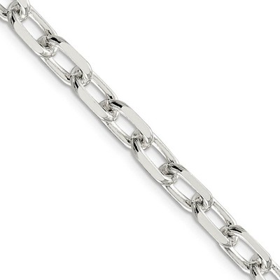 Black Bow Jewelry Men's 7.5mm Sterling Silver D/C Solid Elongated Cable Chain Bracelet