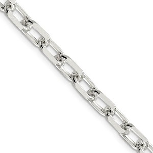 Black Bow Jewelry Men's 7.5mm Sterling Silver D/C Solid Elongated Cable Chain Necklace - 1 of 4