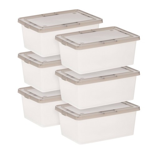 IRIS USA 14.5 Quart Plastic Storage Bin Tote Organizing Container with  Latching Lid, Stackable and Nestable, Clear, 4 Pack 
