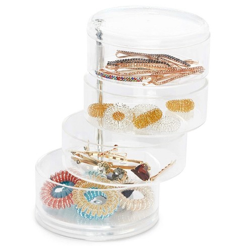Juvale 4-tier Clear Plastic Jewelry Storage Box, Stackable Hair Accessories  Organizer For Girl's Hair Ties, Clips, Bows,  X  In : Target