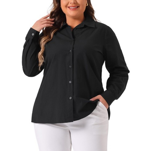 Agnes Orinda Women s Button Down Stand Collar Long Sleeve Cotton Formal Work T shirts Target