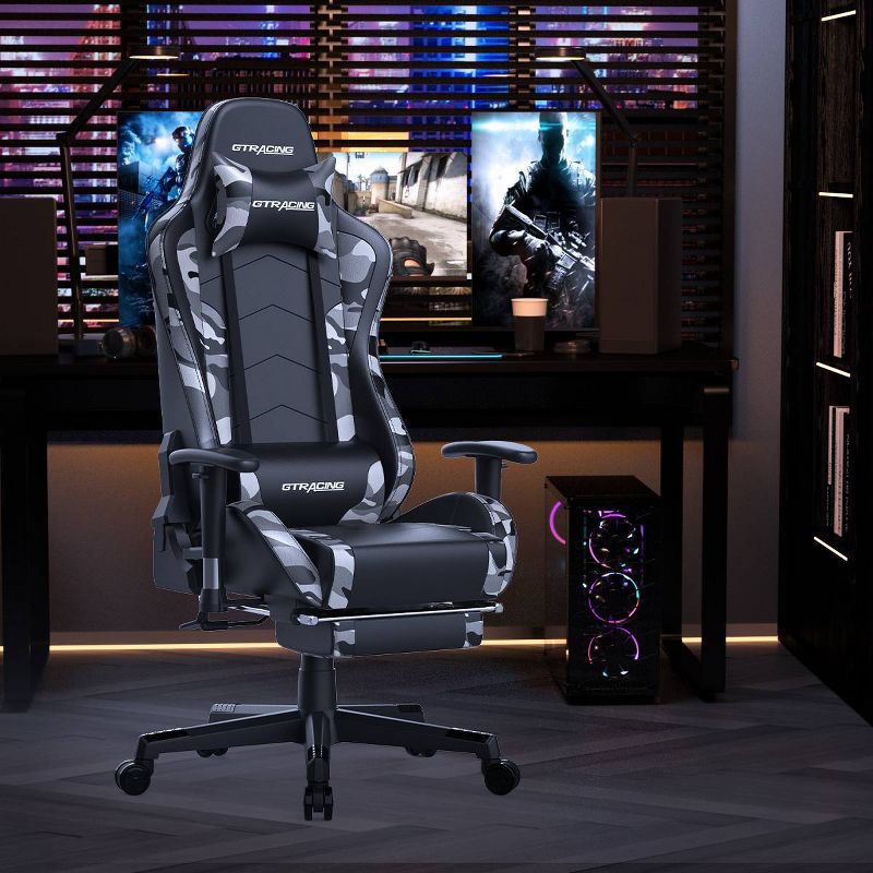 Gaming Chair with Bluetooth Speakers Footrest PU Leather Office Chair - GTRACING, 2 of 10