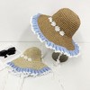 Anna-Kaci Women's Straw Sun Hat with Gingham & Lace Trim - 4 of 4