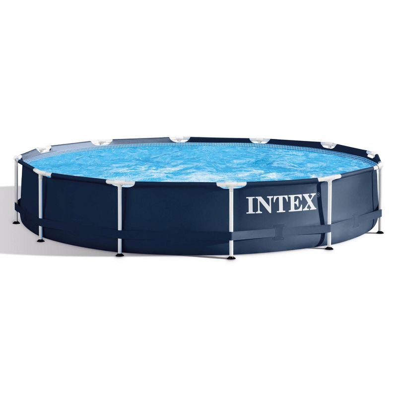 Intex 28211ST 12-foot x 30-inch Frame Round 6 Person Outdoor Backyard Above Ground Swimming Pool Kit with Filter Cartridge Pump & Protective Canopy, 2 of 7