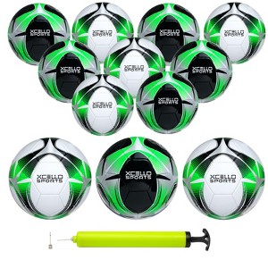 Xcello Sports Soccer Ball S3 Asst. (Black/Green/Silver, White/Green/Silver) w/ Pump (Pack of 12) - 1 of 4