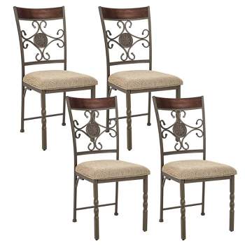 Costway Set of 2/4 Dining Room Chairs Armless Kitchen Chairs Set with Seat Cushion