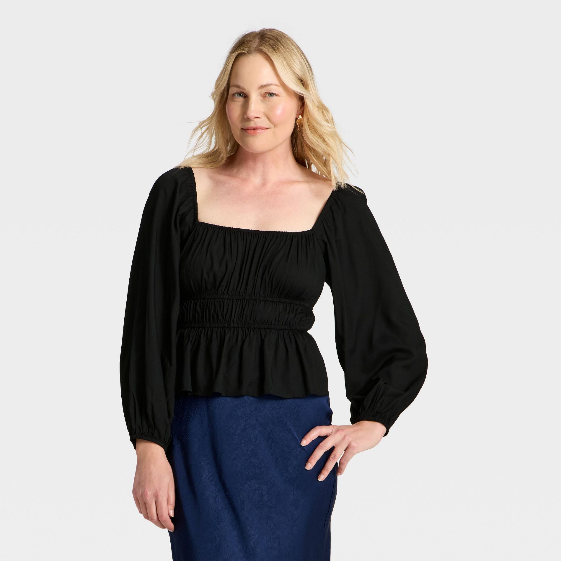 Women's Long Sleeve Ruched Top - A New Day™