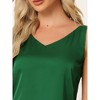 cheibear Women's Satin Tank Top V Neck Basic Silky Double Strap Sleeveless Blouse - 4 of 4