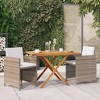vidaXL Garden Dining Set Brown Solid acacia wood Medium Removable Covers - Beige - 2 of 4