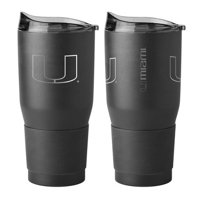 NCAA Miami Hurricanes Powder Coat Stainless Tumbler - Black 30oz