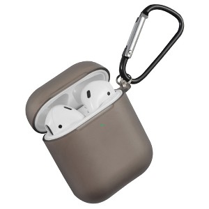 Insten Case Compatible with AirPods 1 & 2 - Translucent Matte Protective Skin Cover with Keychain, Gray - 1 of 4