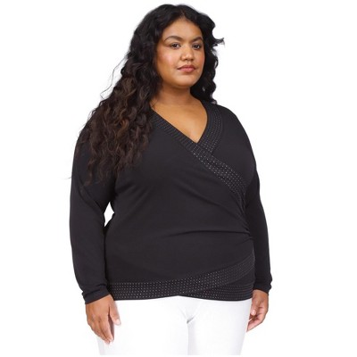 Michael Kors Womens Rhinestone Trim Knit Blouse