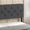 Queen Size Bed Frame with USB Ports, Upholstered Platform with Adjustable Headboard, Strong Frame and Wooden Slats Support, Linen Fabric Wrap - 3 of 4