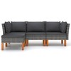 vidaXL 4 Piece Patio Lounge Set with Cushions Poly Rattan Gray - 4 of 4