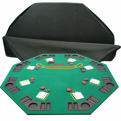Toy Time 8-Player Folding Wood Poker Table Topper With Carry Bag