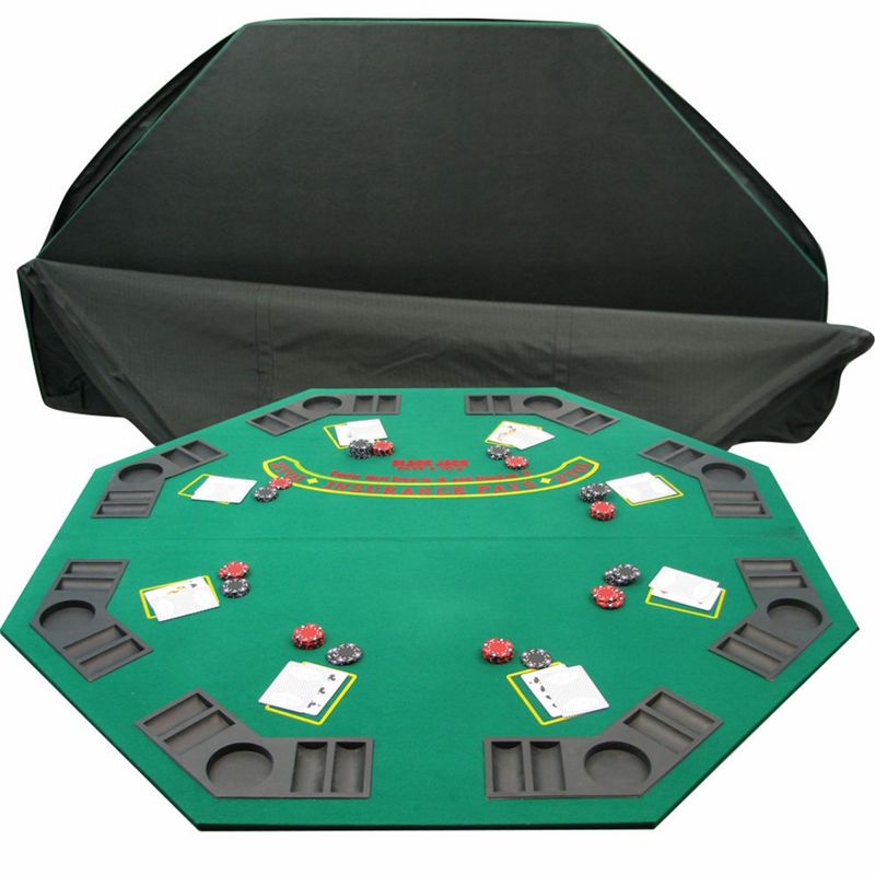 Trademark Poker 8-Player Folding Poker Table Top – 48" Wood Topper – Blackjack Table with Built-In Cupholders and Chip Trays, 1 of 5