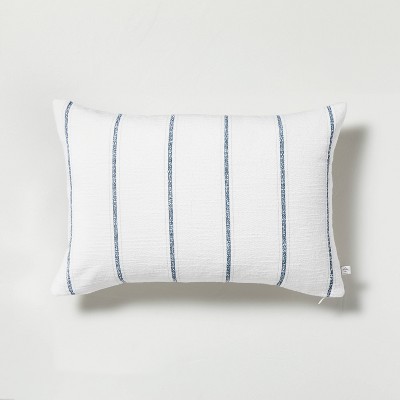14" x 20" Vertical Stripe Throw Pillow Blue/White - Hearth & Hand™ with Magnolia
