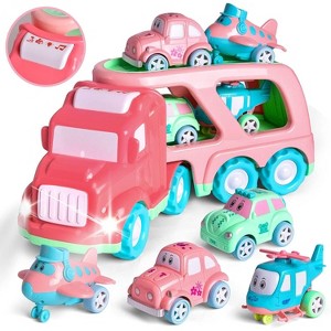FUN LITTLE TOYS Carrier Truck with Cars & Planes, Princess Toys for Girls Age 2-5, Toddler Truck Toys for Kids - 1 of 4