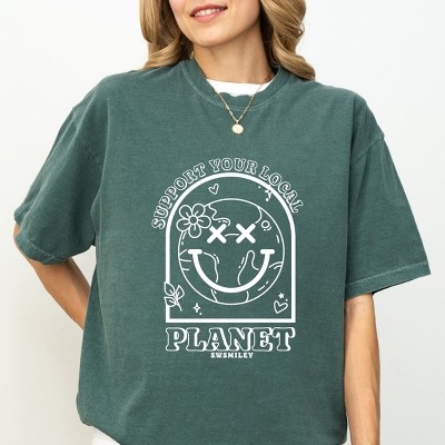 Simply Sage Market S.W.Smiley Support Your Local Planet Garment Dyed Tee