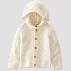 little Planet By Carter's Toddler Organic Cotton Knit Hooded Sweater - Cream 5T