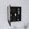 GlasFlength Decorative Wall Mirrors Medicine Single Door Cabinet 19" H With Mirror, Five Interior Shelves, Black, Black, 17.7"*5.4"*19.5" - 3 of 4