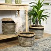 Northlight Set of 3 Tan and Black Striped Seagrass Storage Baskets with Braided Trim 17" - image 2 of 4