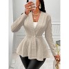 Women's Peplum Blazer Jackets Business Casual Work Office Blazers Textured Button Front Long Sleeve Fall Outfits - 3 of 4