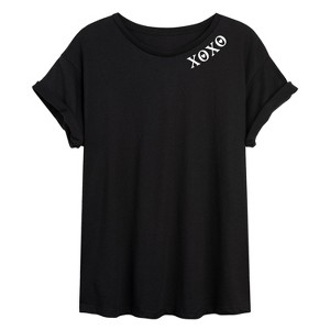 Women's Instant Message XOXO Neck Oversized Graphic T-Shirt