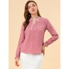 Allegra K Women's Bow Tie Neck Ruffled Collar Printed Long Sleeve Vintage Blouse - 3 of 4