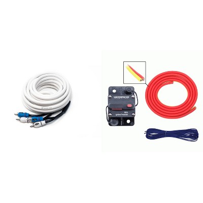 Metra MLAK4-20 100 Amp Breaker 4GA Tinned Pure Copper 20 foot Marine Wiring Kit with (1) 4 Meter Marine RCA Cable