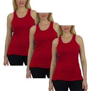 Galaxy By Harvic Women's Loose Fit Ribbed Tank Top-3 Pack - 1 of 4