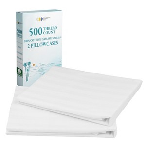 Luxury 500 Thread Count Pillowcase Set - 100% Cotton Sateen, Cool & Breathable by California Design Den - 1 of 4
