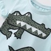 MyKids-USA Summer Baby Kids Cartoon Crocodiles Pattern T-shirt and Shorts Casual Clothing Set for Boys - 3 of 4