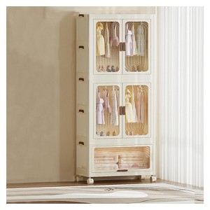 Collapsible Clothes Cabinet - Portable Wardrobe Closet Storage Organizer With Wheels & Magnetic Doors Large Capacity for Bedroom - 1 of 4