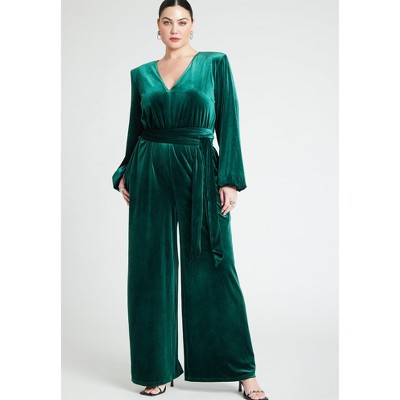 ELOQUII Velvet Wide Leg Jumpsuit