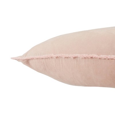 Blush Round Embroidered Pillow with Fringe Trim