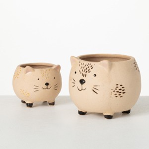 Sullivans Kitschy Cat Ceramic Planter Set of 2, 4.25"H & 3"H Multicolored - 1 of 4